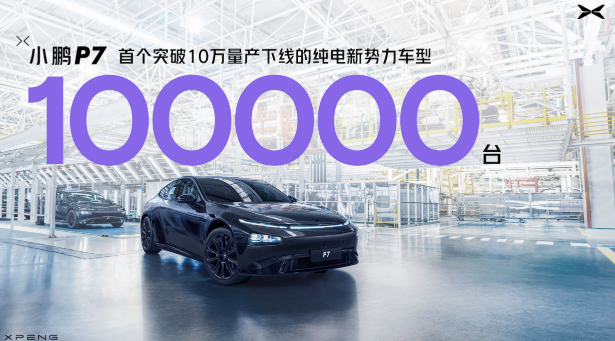<b>小鹏P7成为首个破十万量产的纯电新势力车型！</b>